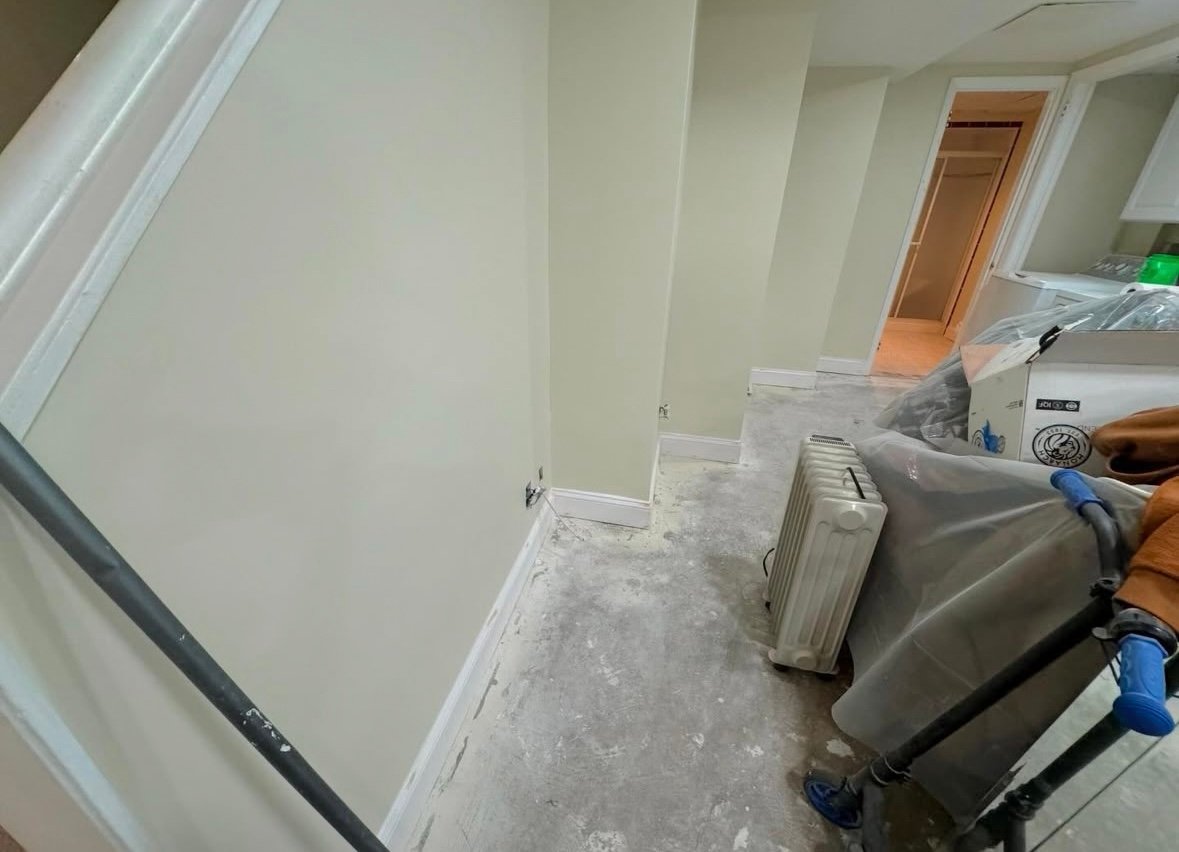 Interior after water damage repair and refinishing by Fox and Fern